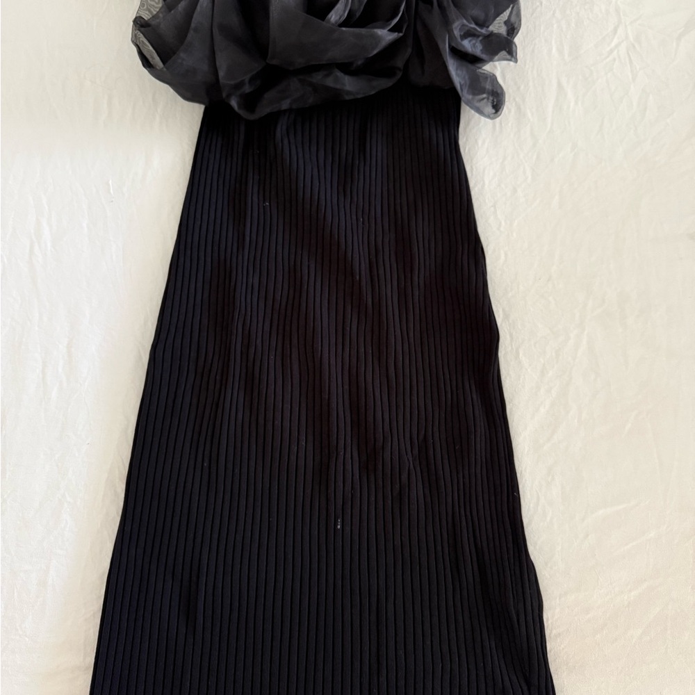 Zara Black Textured sleeveless dress
